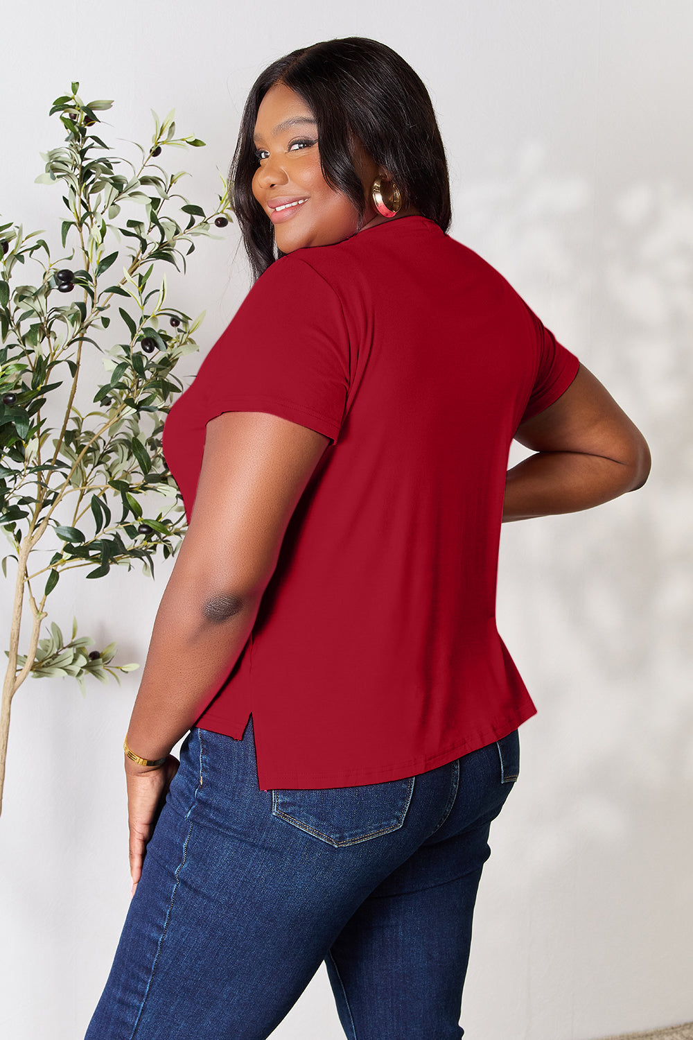 ShopBasicbae Basic Bae full-size round neck short sleeve T-shirt, casual tops with a classic fit and simple design.
