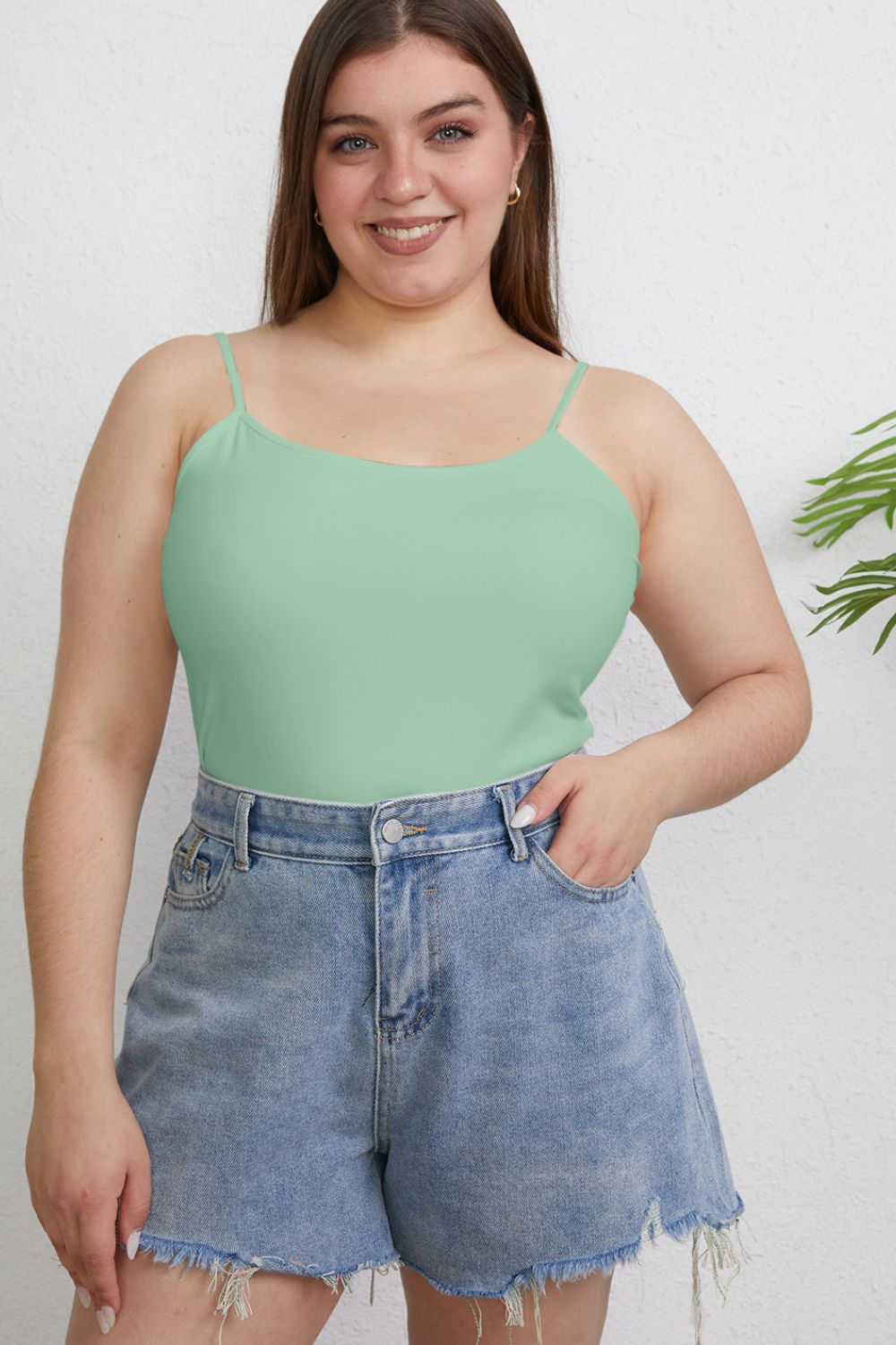 ShopBasicbae Basic Bae full size round neck slim cami top, soft fabric, sleeveless design, perfect for casual wear.