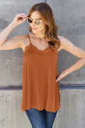 ShopBasicbae Basic Bae full-size lace trim V-neck cami top with delicate lace details and soft fabric in a classic design.