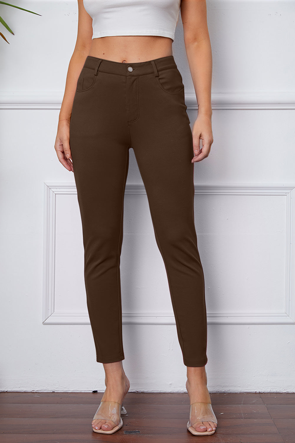 StretchyStitch Pants by Basic Bae, stylish black bottoms featuring a comfortable stretchy fabric, perfect for casual wear.