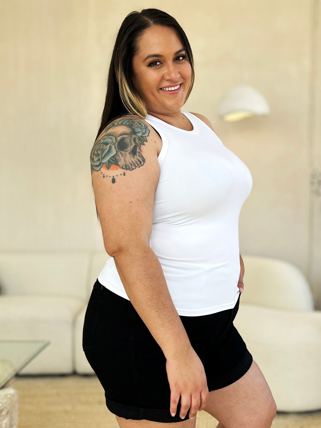 ShopBasicbae Basic Bae full-size round neck slim tank top, soft fabric, sleeveless design, perfect for casual wear.