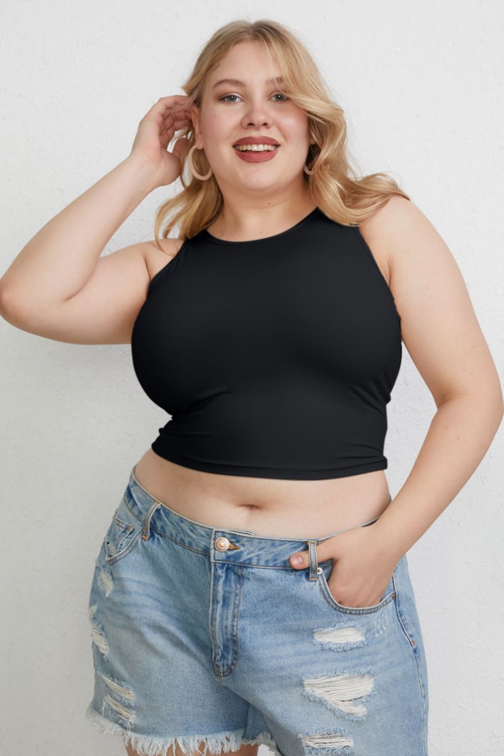 ShopBasicbae Basic Bae full-size round neck slim tank top, casual sleeveless tops for women, soft fabric and fitted style