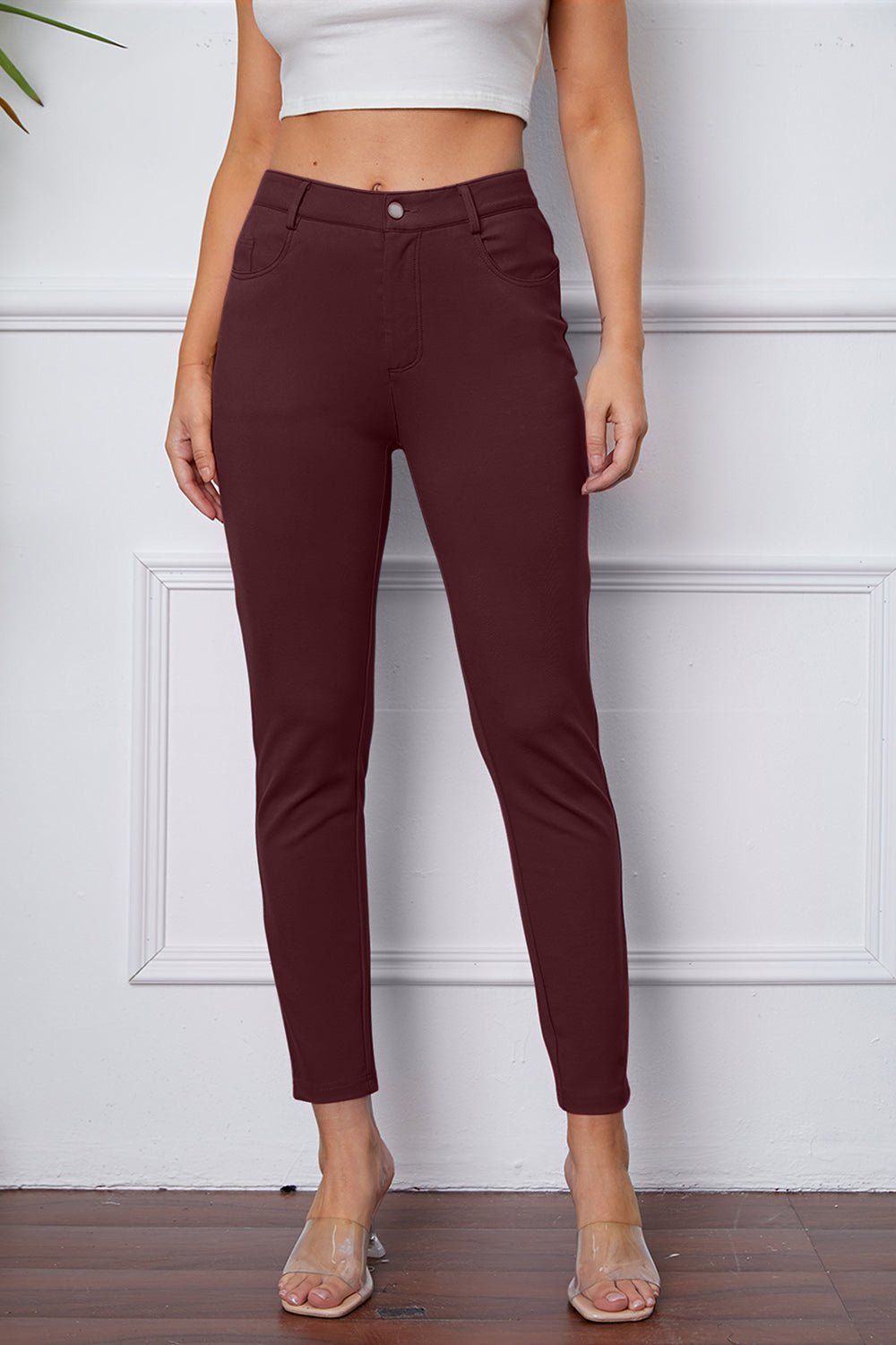 StretchyStitch Pants by Basic Bae, stylish black bottoms with a comfortable, fitted design, featuring stretchy fabric and stitch detailing.