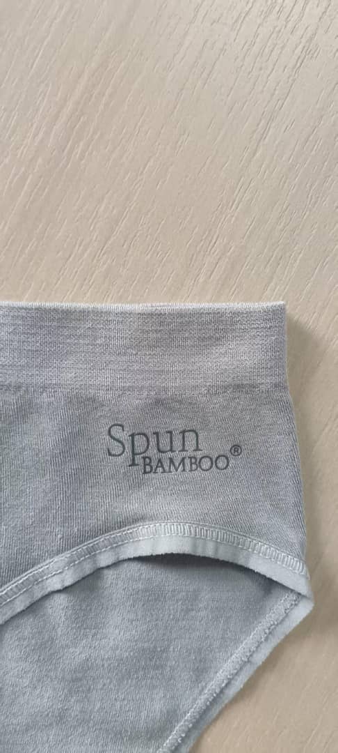 Women's high-leg brief underwear by Spun Bamboo, made from soft bamboo and cotton, shown in a close-up image.