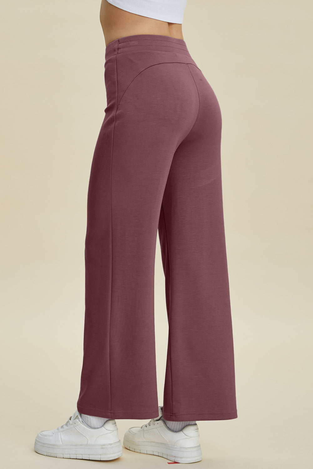 ShopBasicbae Basic Bae full size air scuba drawstring wide-leg pants shown in a relaxed fit with a drawstring waist and wide leg design.