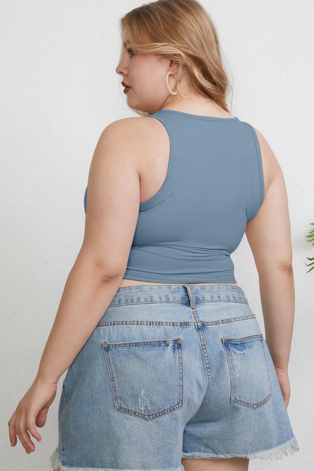 ShopBasicbae basic Bae slim tank top with a round neck, full size, and fitted design in a versatile sleeveless style.