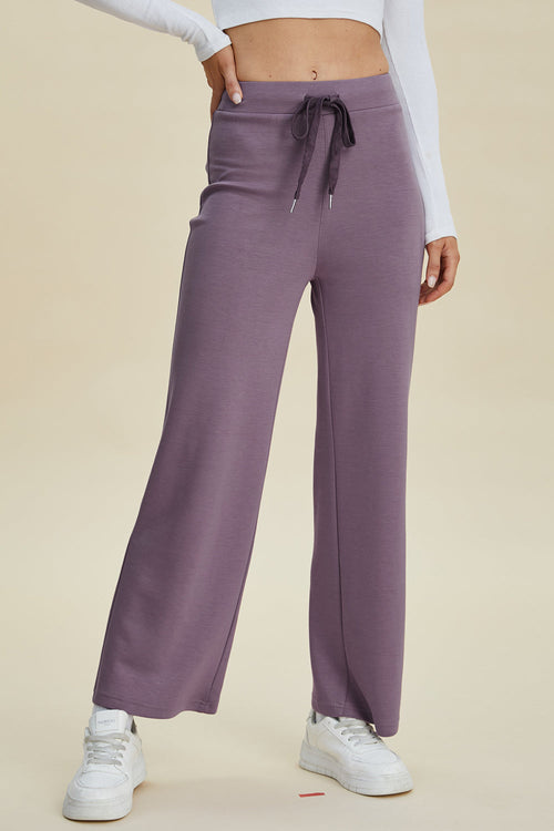 ShopBasicbae Basic Bae air scuba wide-leg drawstring pants in full size, featuring a relaxed fit and comfortable waistband.
