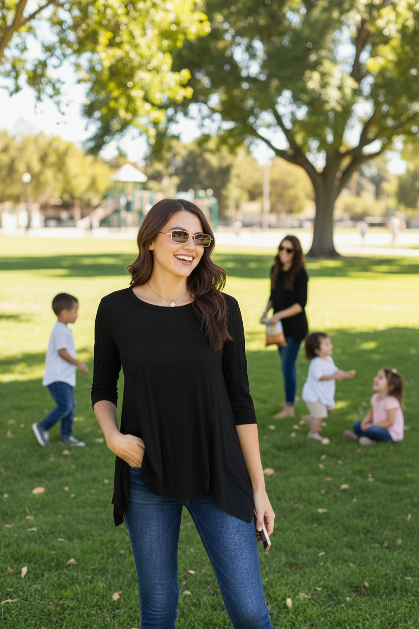 Basic Bae Full Size Round Neck Pocketed T-Shirt