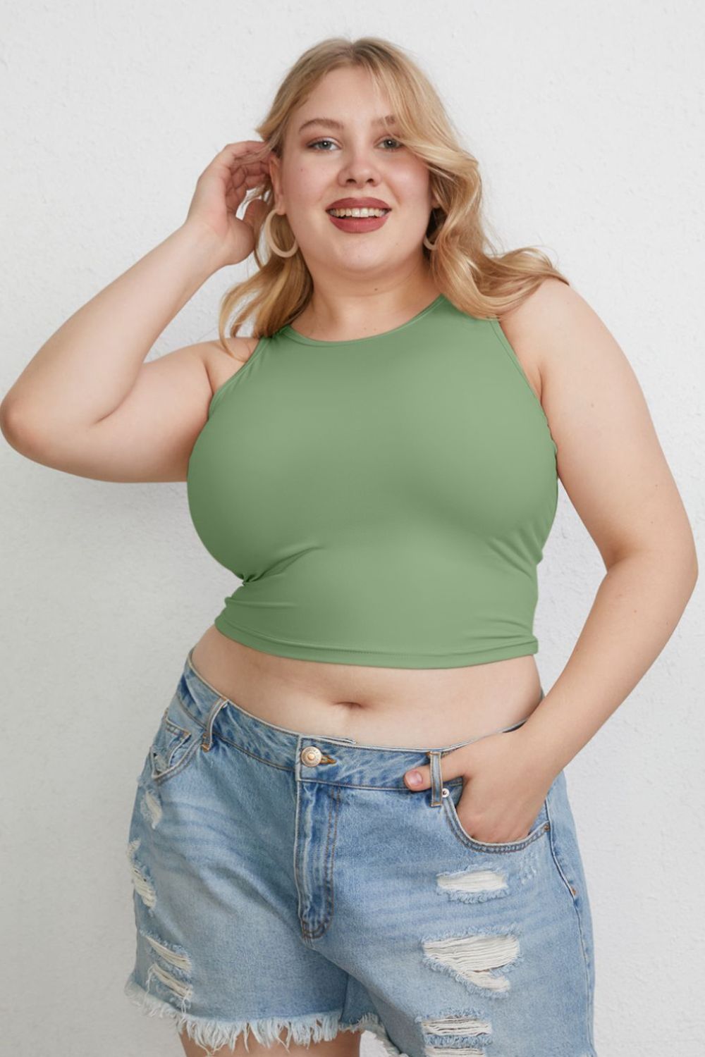 ShopBasicbae Basic Bae full-size round neck slim tank top, lightweight and fitted, shown in a neutral color on a plain background.