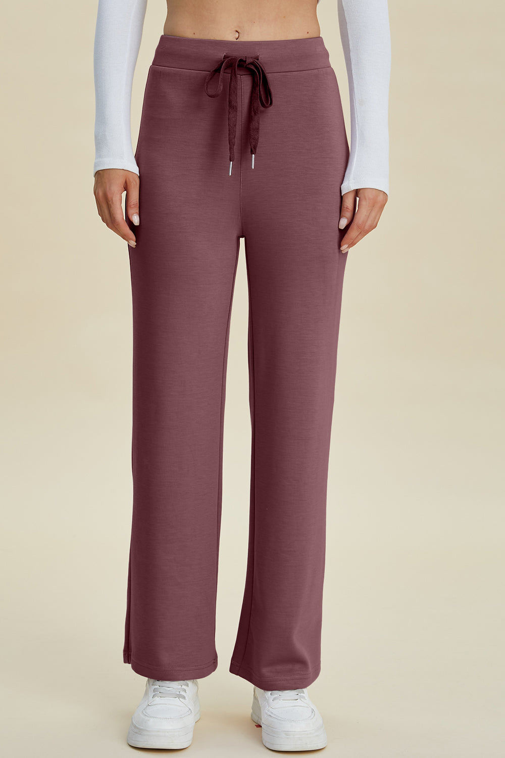 ShopBasicbae Basic Bae full-size air scuba drawstring wide-leg pants, simple black bottoms with relaxed fit and adjustable waist.