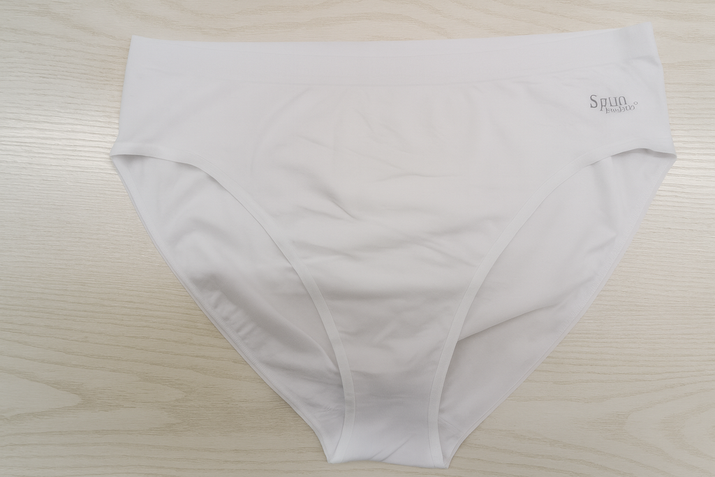 White women's bamboo and cotton high leg brief underwear by Spun Bamboo, showcasing comfortable, natural fabric and seamless design.