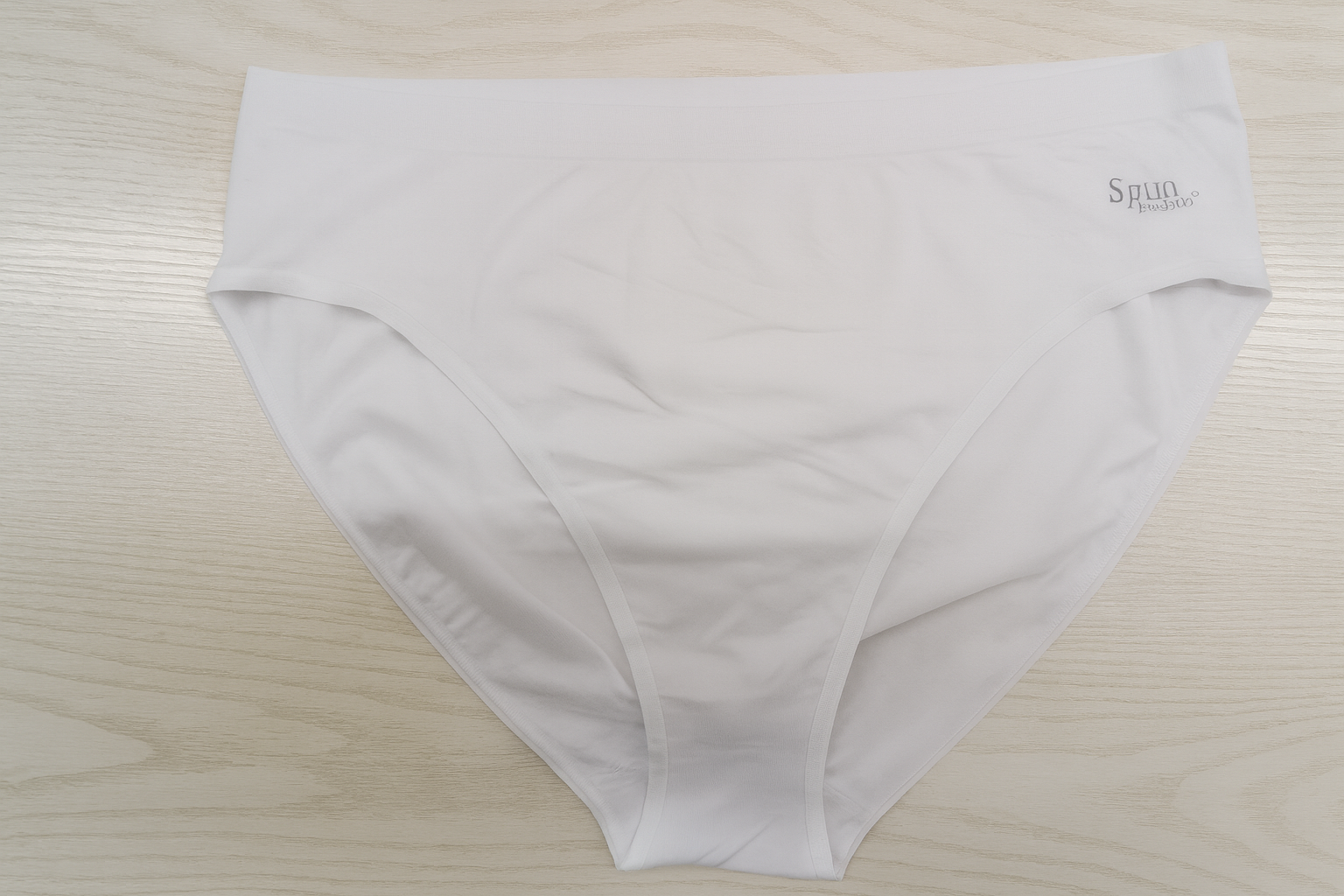 White women's bamboo and cotton high leg brief underwear by Spun Bamboo, showcasing comfortable, natural fabric and seamless design.